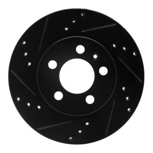 Audi TT Quattro Brake Rotor (1) - Rear Left - R1 Concepts - Drilled & Slotted - Black - `00-`06